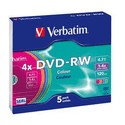Диск Verbatim DVD-RW 47ГБ 4x Colours 43563