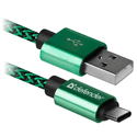 Кабель Defender USB Am  USB Type-Cm 1 м зелный 87816