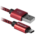 Кабель Defender USB Am  USB Type-Cm 1 м красный 87813