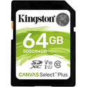 Карта памяти Kingston 64ГБ SecureDigital XC UHS-I U1 Class10 V10 Canvas Select Plus SDS264GB