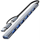USB-хаб Digma DHUB-7USB-AC-30 серебристый
