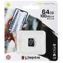 Карта памяти Kingston 64ГБ microSDXC Class 10 UHS-I U1 A1 V 10 Select Plus SDCS364GBSP